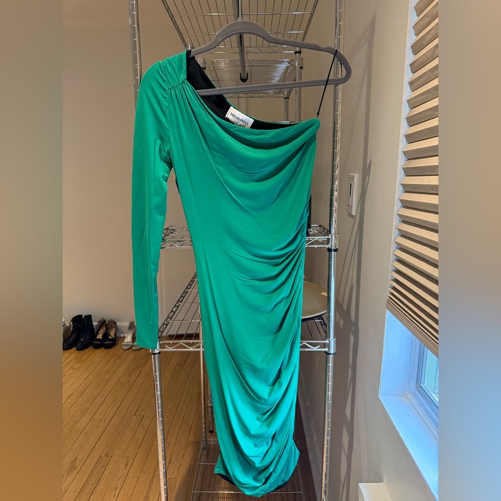 Emilio Pucci Green One Sleeve Dress